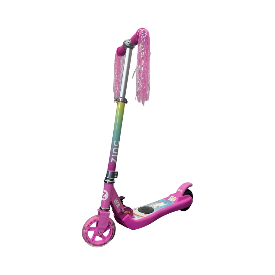 Zinc E4 Kids Folding Electric Scooter Unicorn Pink Step-on Sensor Technology