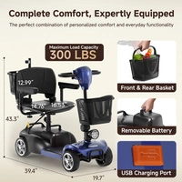 isinwheel X02 Pro Electric Mobility Scooter - 250W Power | 20Ah Battery | 6mph Speed | 20mi Range